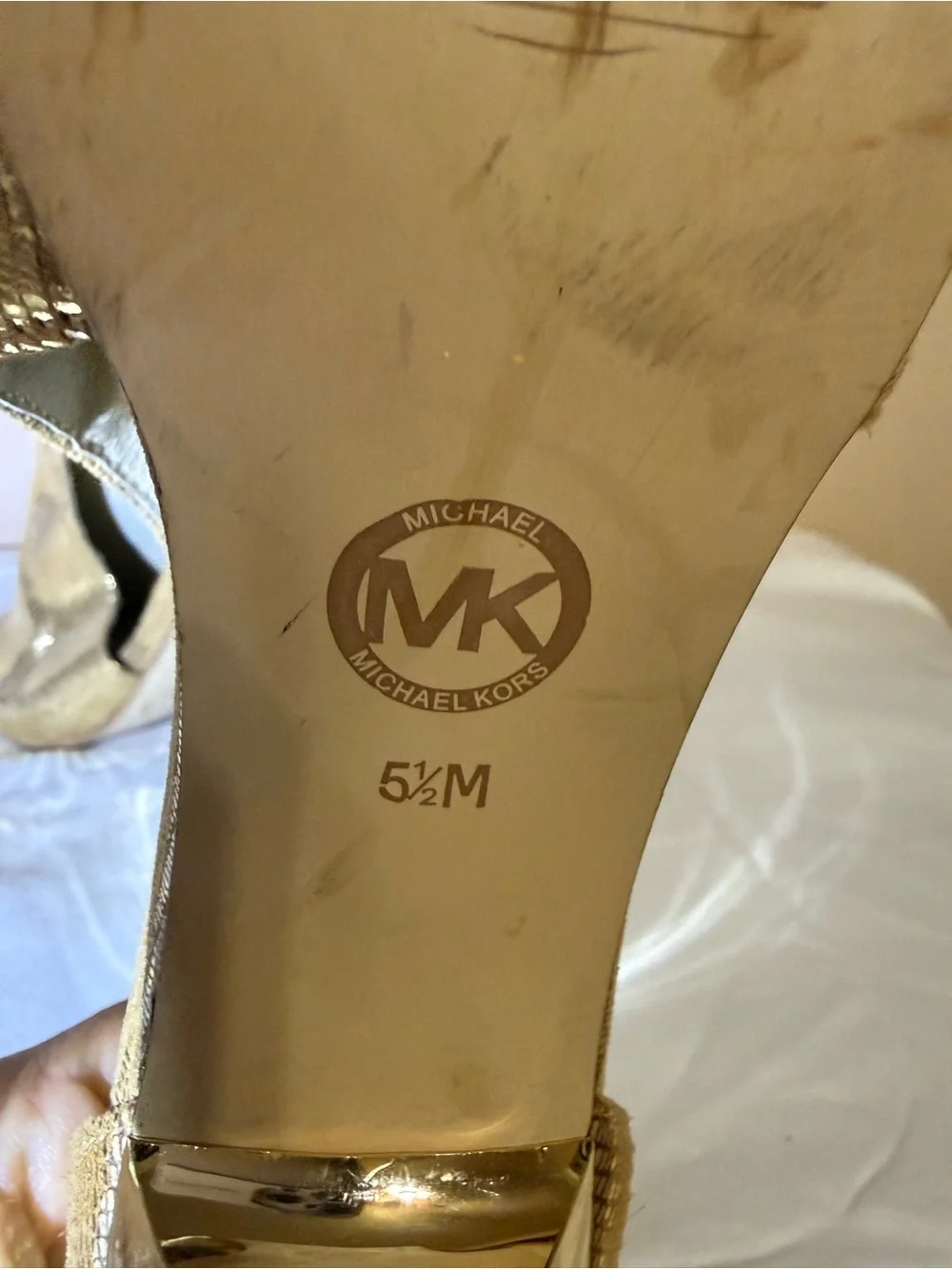 Michael Kors Gold Peep-Toe Metallic Heels